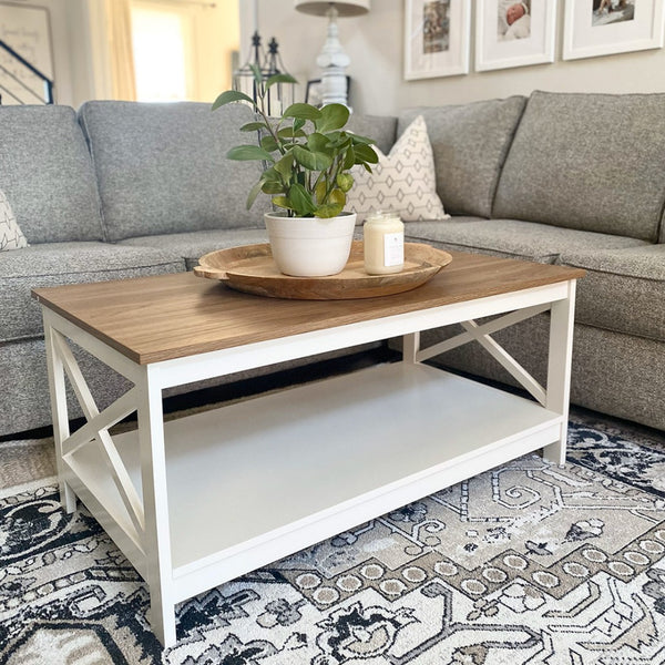 Farmhouse-Inspired Manufactured Wood Coffee Table