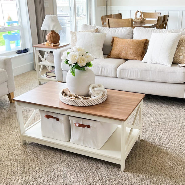Farmhouse-Inspired Manufactured Wood Coffee Table