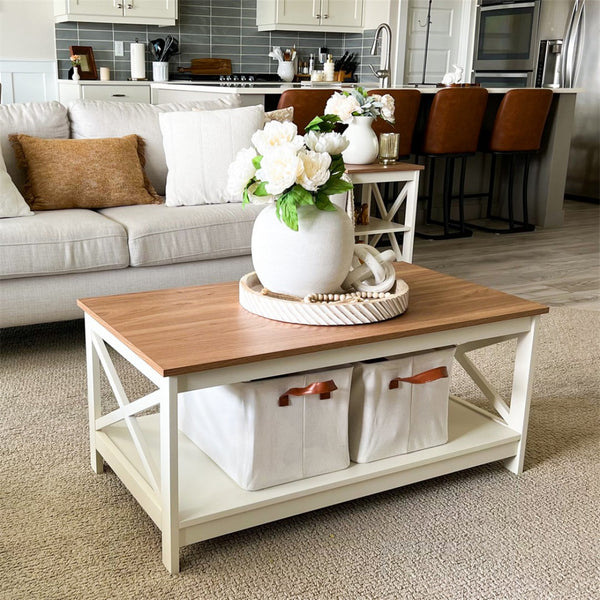 Farmhouse-Inspired Manufactured Wood Coffee Table