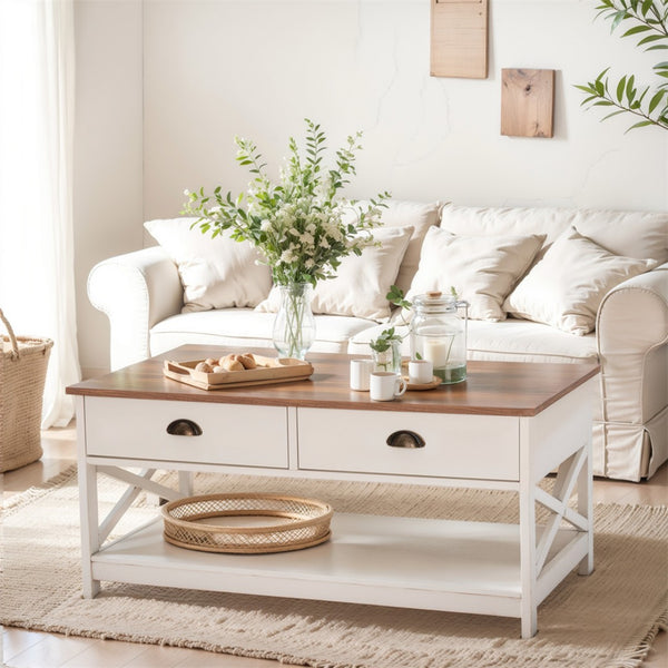 Farmhouse-Inspired Manufactured Wood Coffee Table