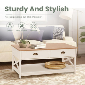 Farmhouse-Inspired Manufactured Wood Coffee Table
