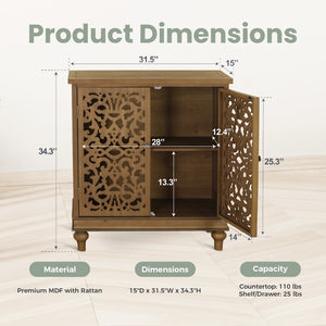Vintage & Chic Hollow-Carved Accent Cabinet