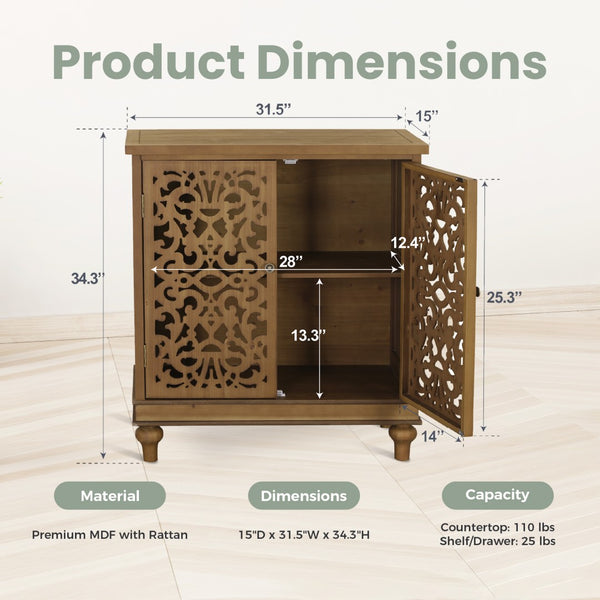 Vintage & Chic Hollow-Carved Accent Cabinet