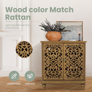 Vintage & Chic Hollow-Carved Accent Cabinet
