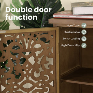 Vintage & Chic Hollow-Carved Accent Cabinet