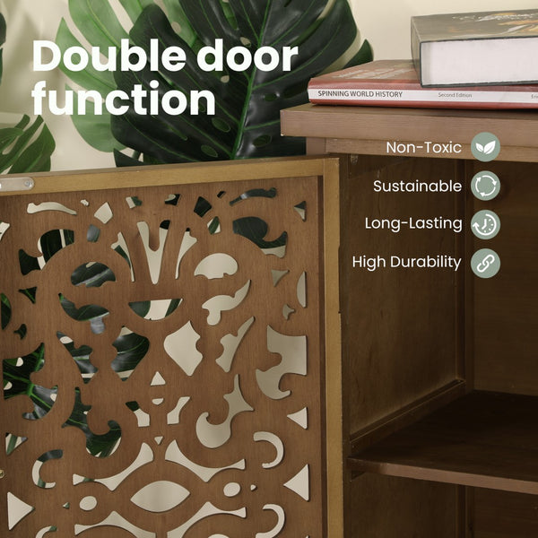 Vintage & Chic Hollow-Carved Accent Cabinet