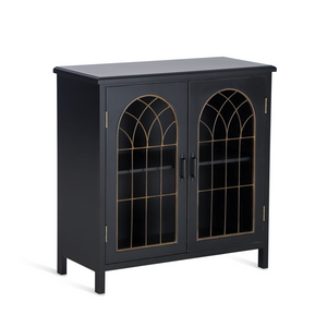 Accent Storage Cabinet with Metal Church Window Doors and Distressed Finish