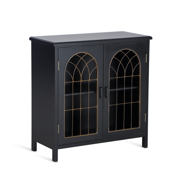 Accent Storage Cabinet with Metal Church Window Doors and Distressed Finish