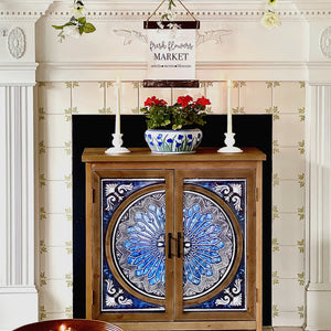 2-Door Retro Carved Accent Cabinet