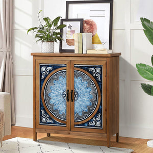 2-Door Retro Carved Accent Cabinet