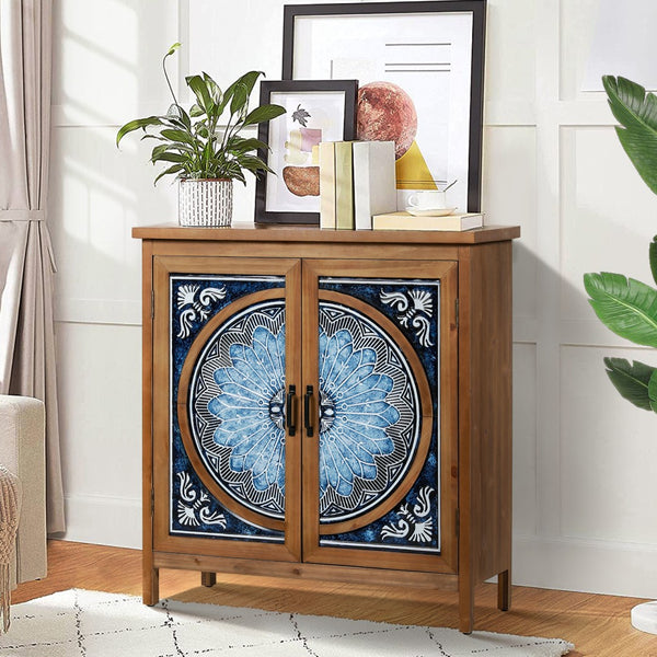 2-Door Retro Carved Accent Cabinet