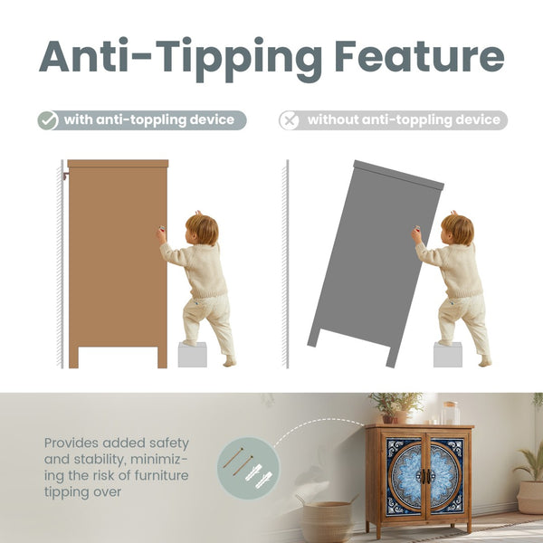 2-Door Retro Carved Accent Cabinet