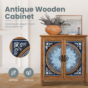 2-Door Retro Carved Accent Cabinet