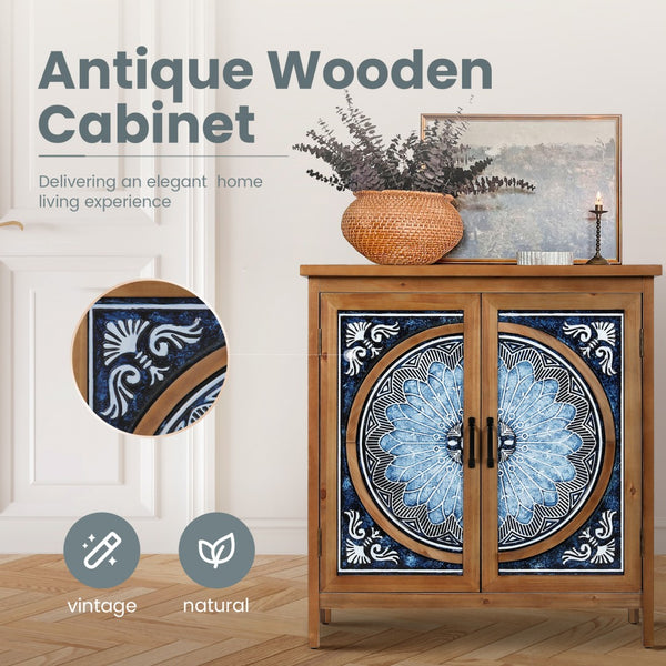 2-Door Retro Carved Accent Cabinet
