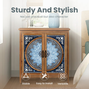 2-Door Retro Carved Accent Cabinet