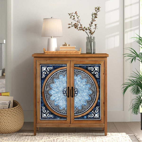 2-Door Retro Carved Accent Cabinet