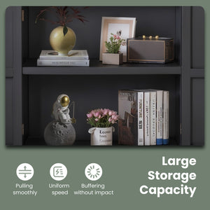 Black Accent Cabinet with Carved Floral Design