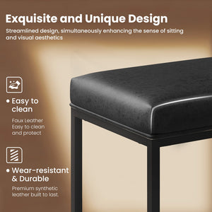 24" Backless PU Leather Bar Stools for Kitchen Island with Sturdy Metal Frame- Set of 4