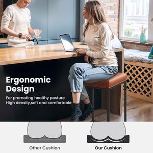 24" Backless PU Leather Bar Stools for Kitchen Island with Sturdy Metal Frame- Set of 4