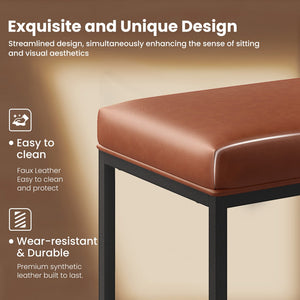 24" Backless PU Leather Bar Stools for Kitchen Island with Sturdy Metal Frame- Set of 4