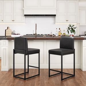 24 Inch Counter Height PU Leather Bar Stool with Backrest