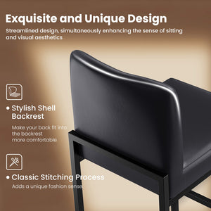 24 Inch Counter Height PU Leather Bar Stool with Backrest
