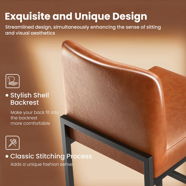 24 Inch Counter Height PU Leather Bar Stool with Backrest