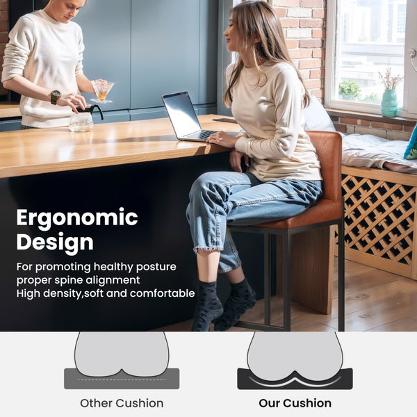 24 Inch Counter Height PU Leather Bar Stool with Backrest
