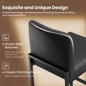 24 Inch Counter Height PU Leather Bar Stool with Backrest