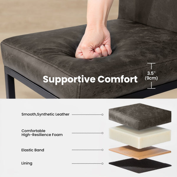 24 Inch Counter Height PU Leather Bar Stool with Backrest