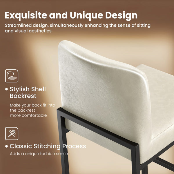 24 Inch Counter Height PU Leather Bar Stool with Backrest