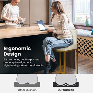 White PU Leather Bar Stools with Backrest – 24" Counter Height