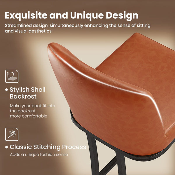 24" Modern Square PU Leather Counter Stool with Metal Frame, Set of 4
