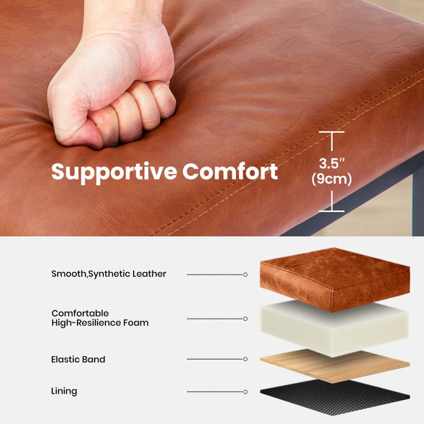 24" Modern Square PU Leather Counter Stool with Metal Frame, Set of 4