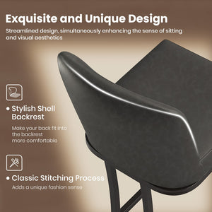 24" Modern Square PU Leather Counter Stool with Metal Frame, Set of 4