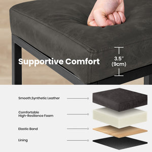 24" Modern Square PU Leather Counter Stool with Metal Frame, Set of 4
