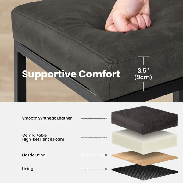 24" Modern Square PU Leather Counter Stool with Metal Frame, Set of 4