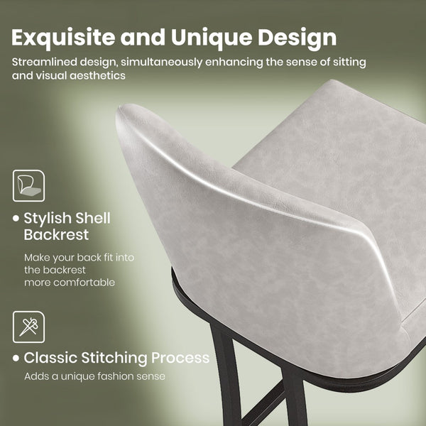 24" Modern Square PU Leather Counter Stool with Metal Frame, Set of 4