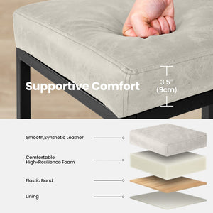 24" Modern Square PU Leather Counter Stool with Metal Frame, Set of 4