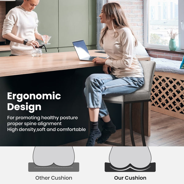 24" Modern Square PU Leather Counter Stool with Metal Frame, Set of 4