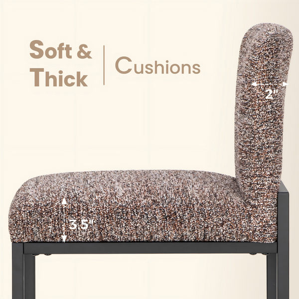 24 Inch Counter Height Bar Stool Chenille Upholstered with Backrest- Set of 4