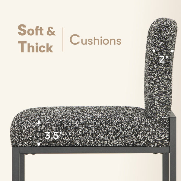 24 Inch Counter Height Bar Stool Chenille Upholstered with Backrest- Set of 4