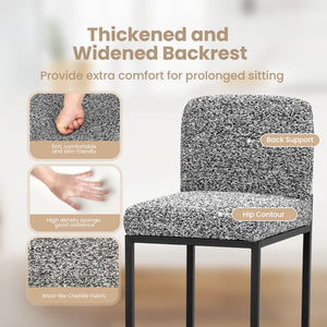 24 Inch Counter Height Bar Stool Chenille Upholstered with Backrest- Set of 4