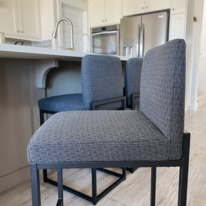 24 Inch Counter Height Bar Stool Chenille Upholstered with Backrest- Set of 4