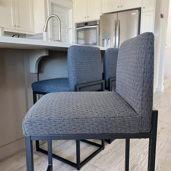24 Inch Counter Height Bar Stool Chenille Upholstered with Backrest- Set of 4