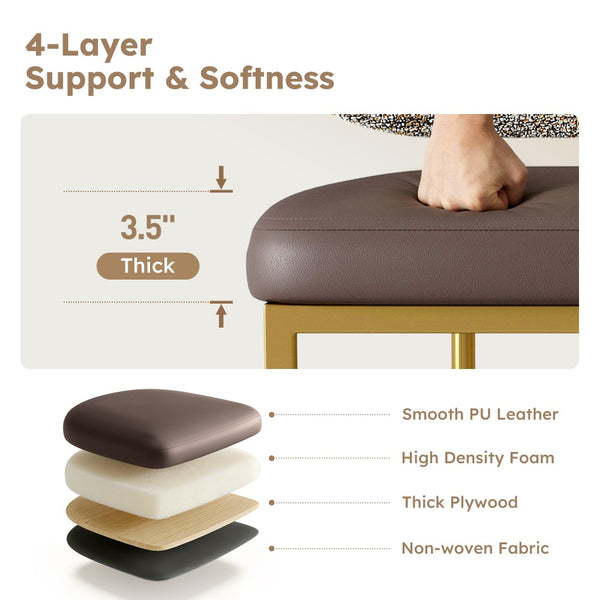 24" Modern PU and Chenille Counter Height Bar Stool, Set of 4