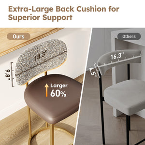 24" Modern PU and Chenille Counter Height Bar Stool, Set of 4