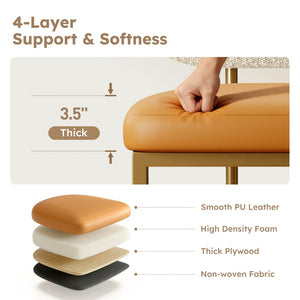 24" Modern PU and Chenille Counter Height Bar Stool, Set of 4