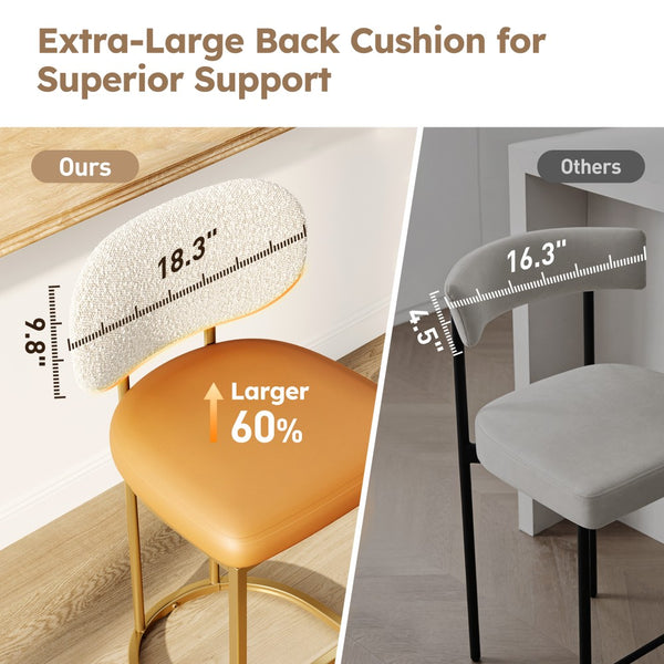 24" Modern PU and Chenille Counter Height Bar Stool, Set of 4