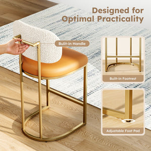 24" Modern PU and Chenille Counter Height Bar Stool, Set of 4